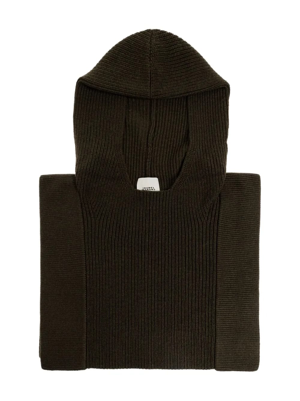hooded ribbed wool scarf