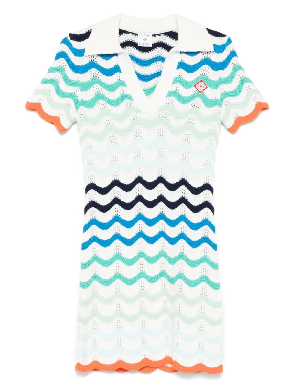wavy-crochet mini dress