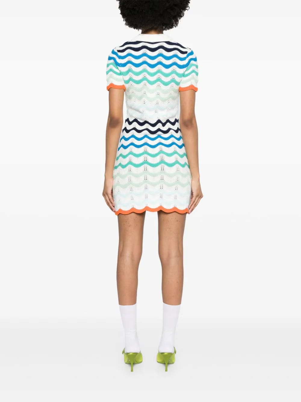 wavy-crochet mini dress