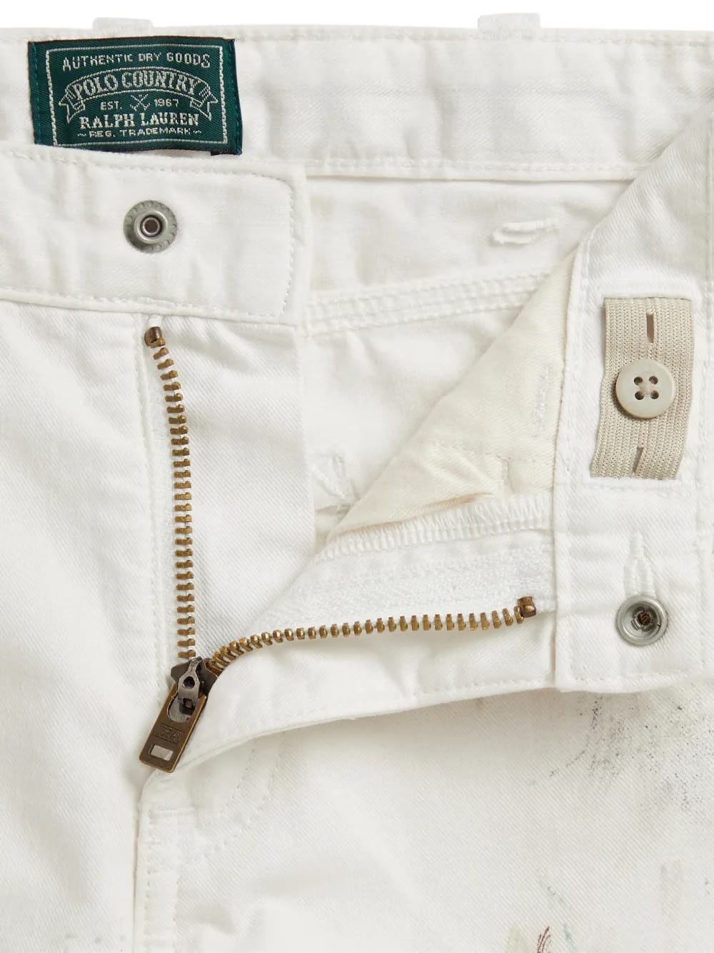 paint-splattered twill trousers
