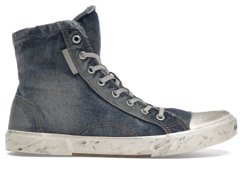 Balenciaga Paris High Top Blue Destroyed Denim