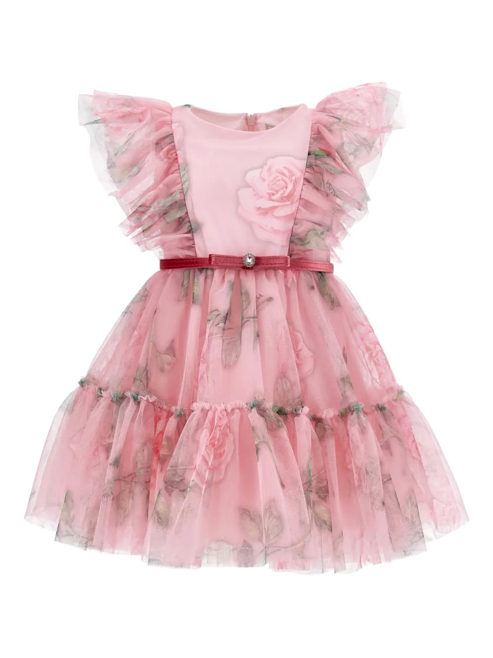 ruffle-detail floral dress