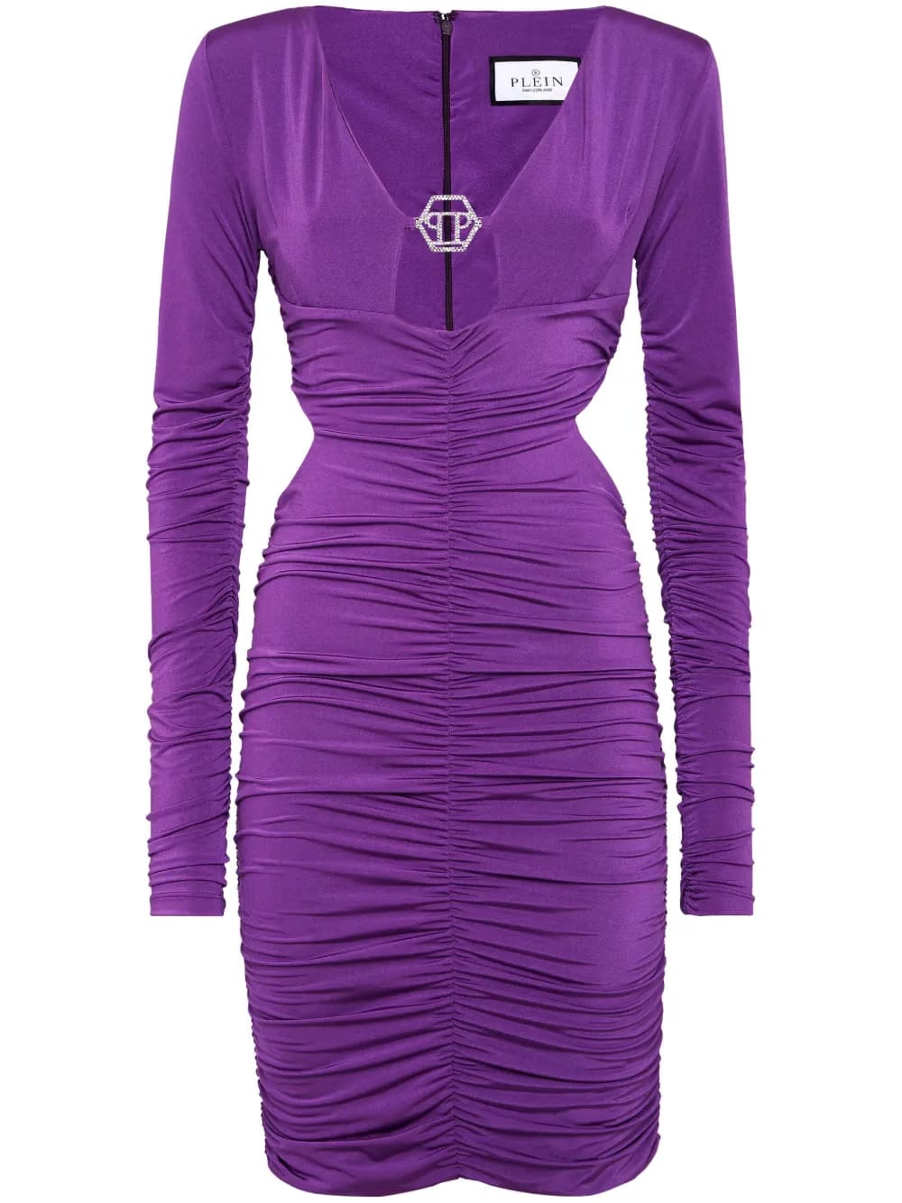 logo-plaque ruched minidress