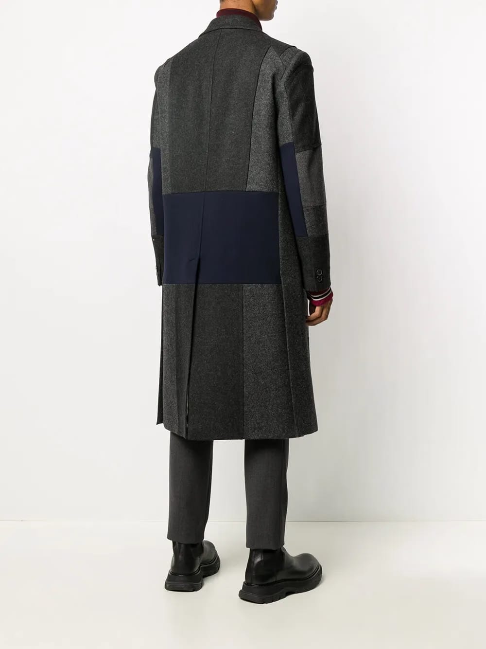horizontal-stripe single-breasted coat