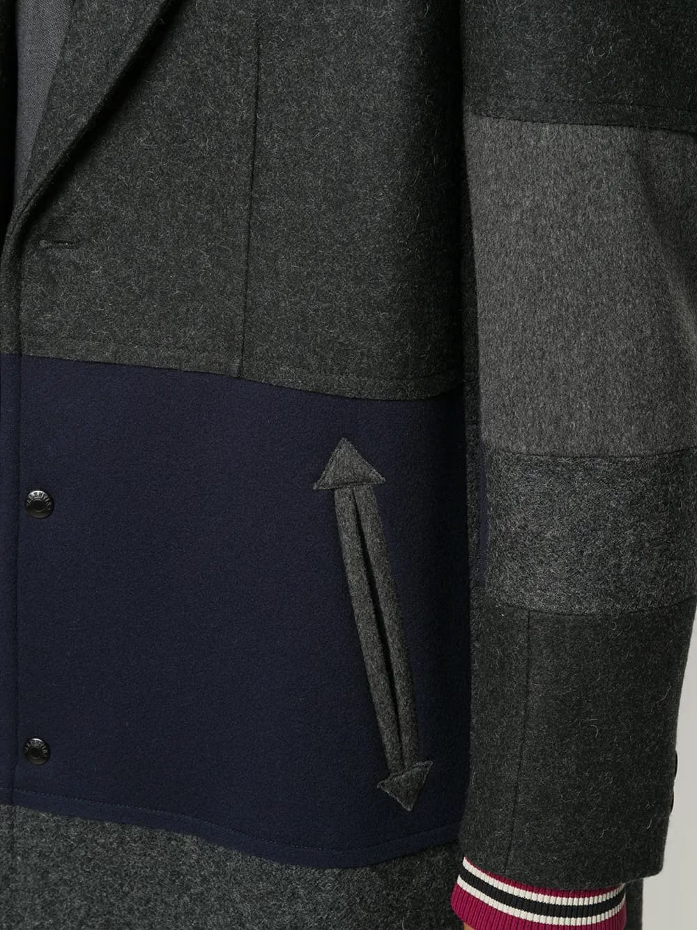 horizontal-stripe single-breasted coat
