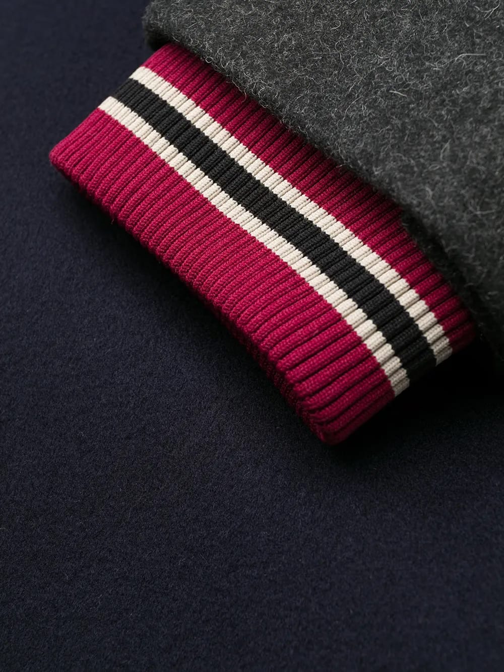 horizontal-stripe single-breasted coat