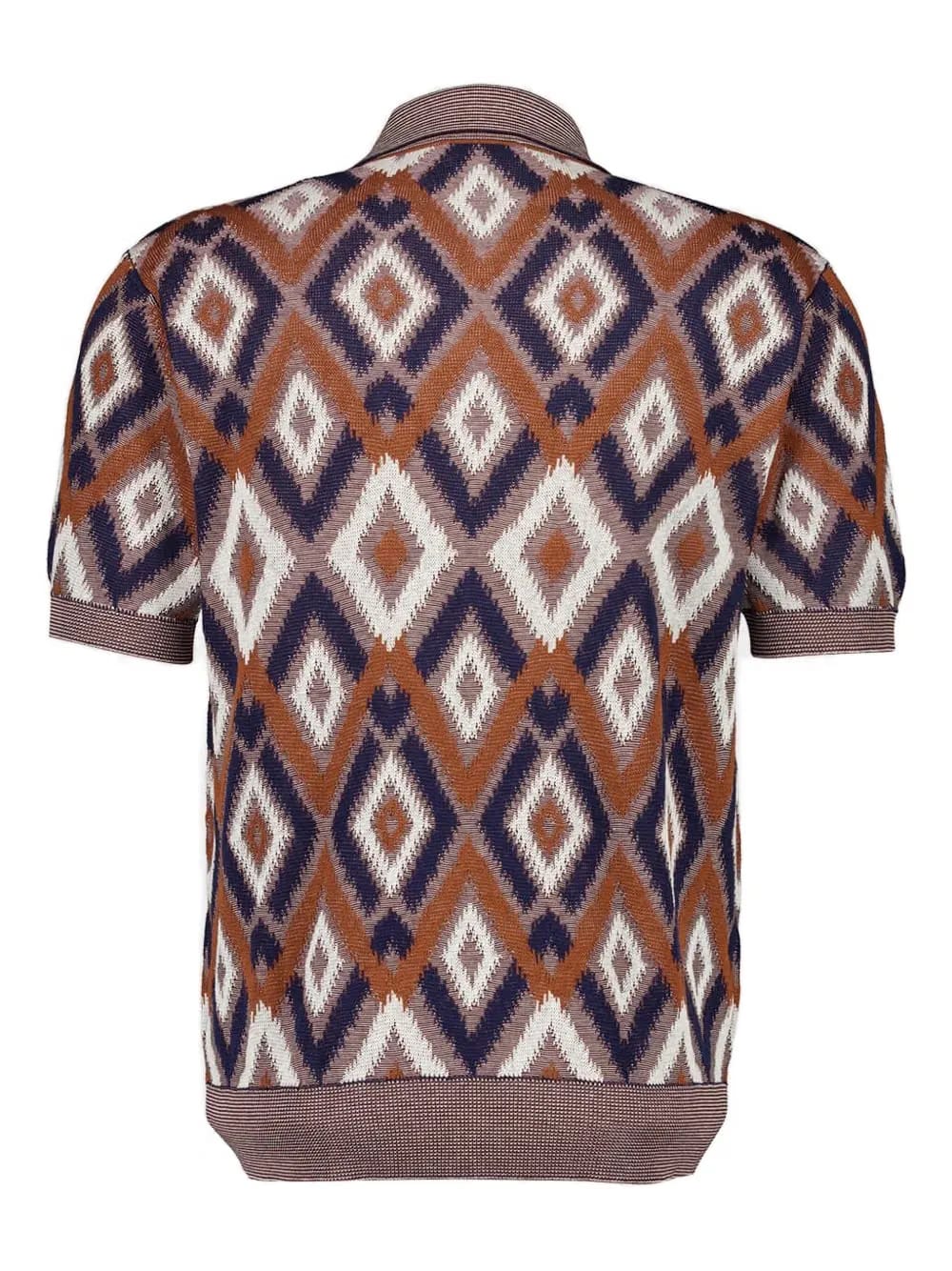 diamond-pattern three-button polo shirt