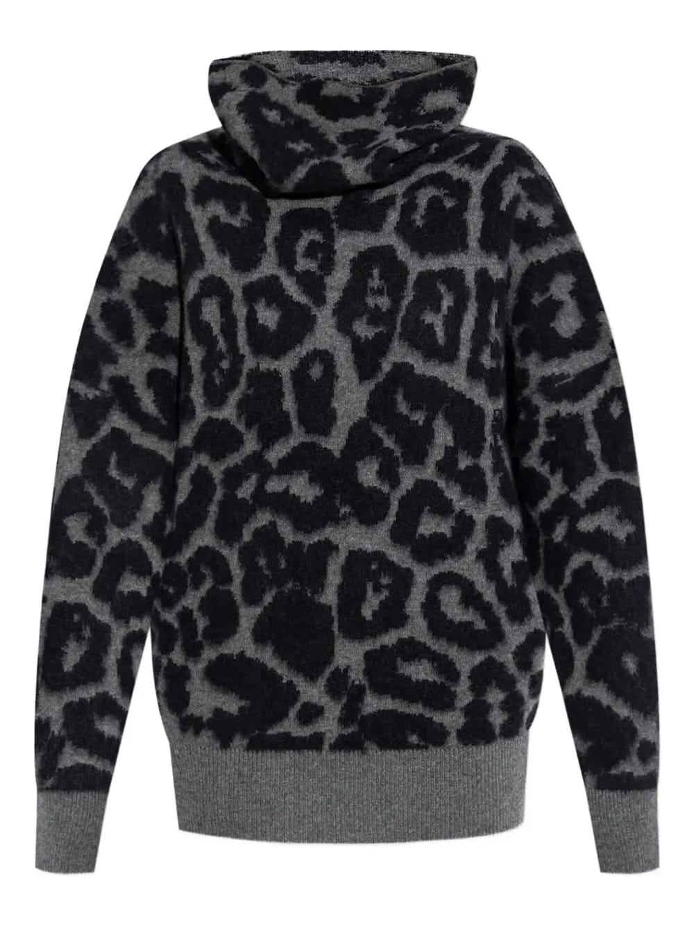 leopard-pattern roll-neck jumper