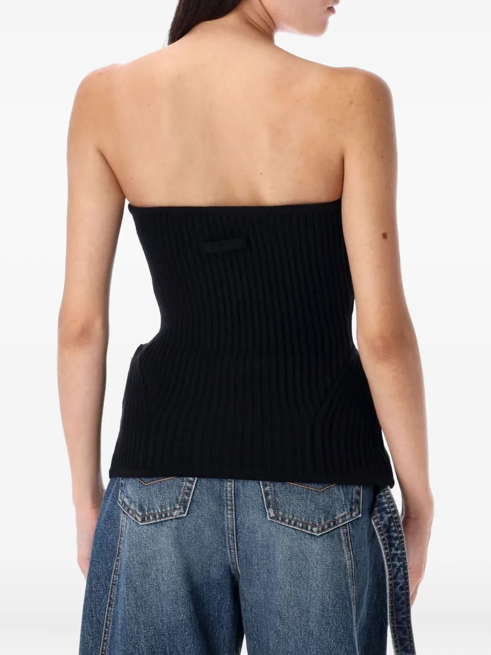 ribbed-knit bustier top