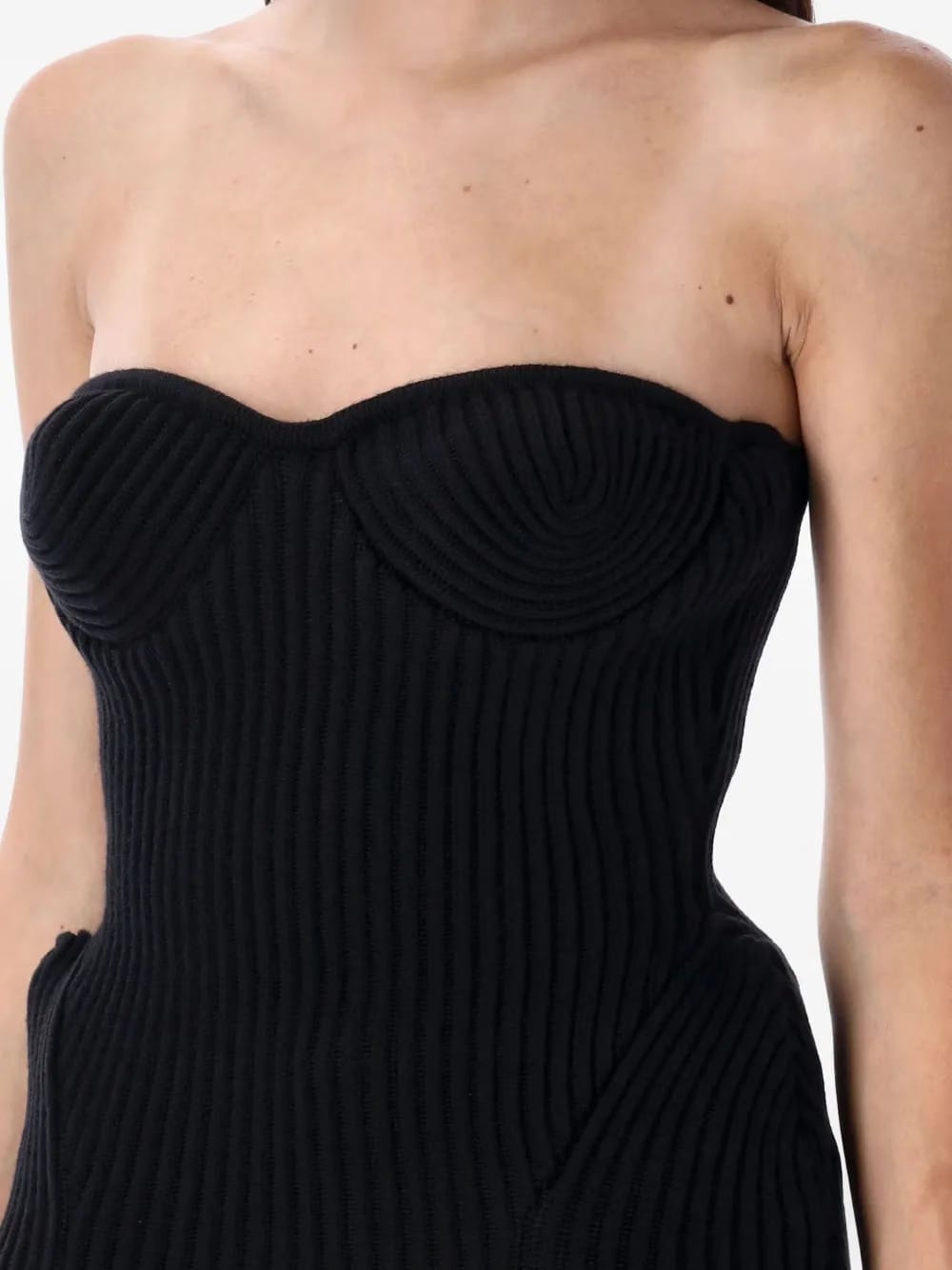 ribbed-knit bustier top
