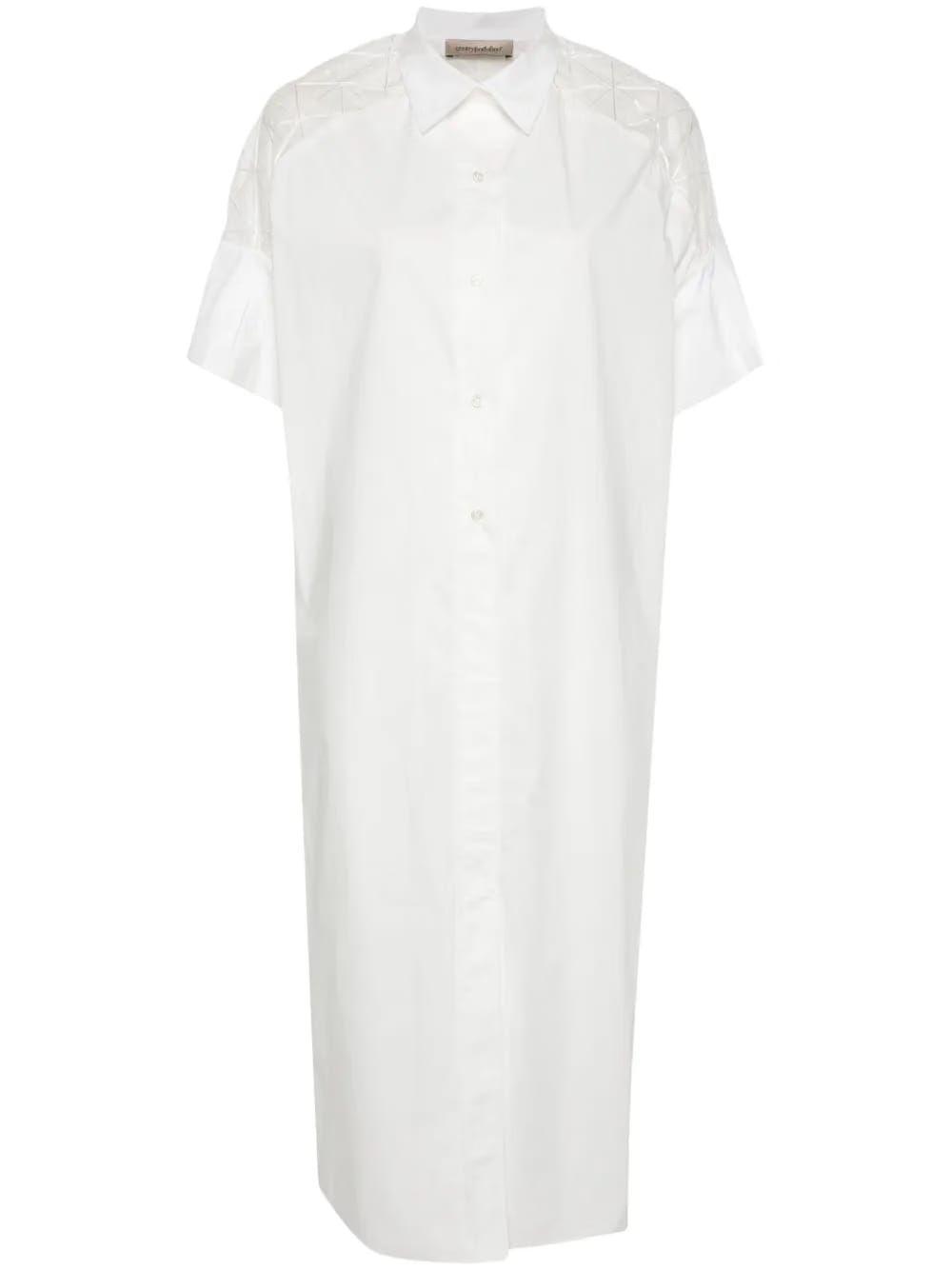 sheer-panelled shirt maxi dress