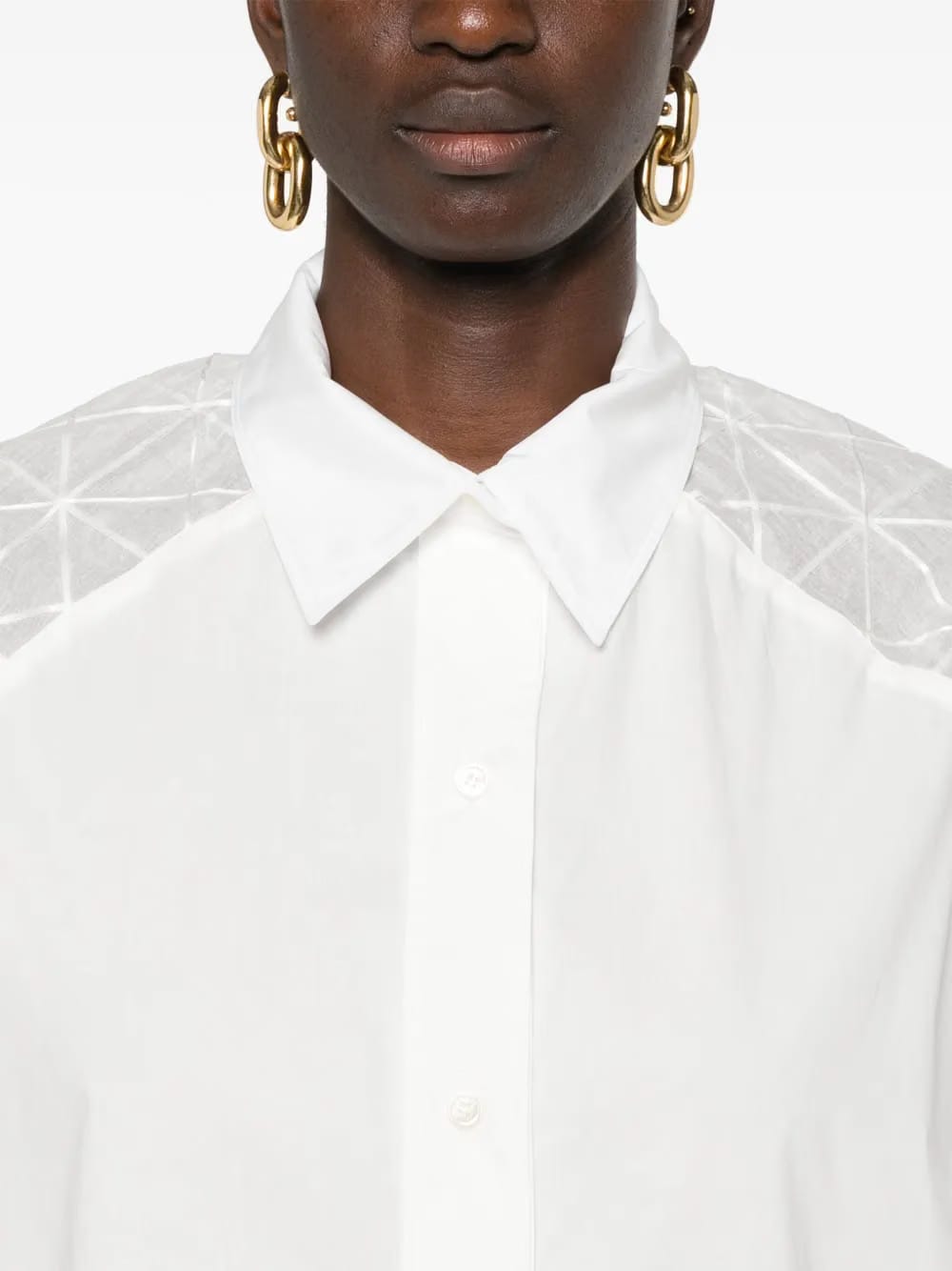 sheer-panelled shirt maxi dress