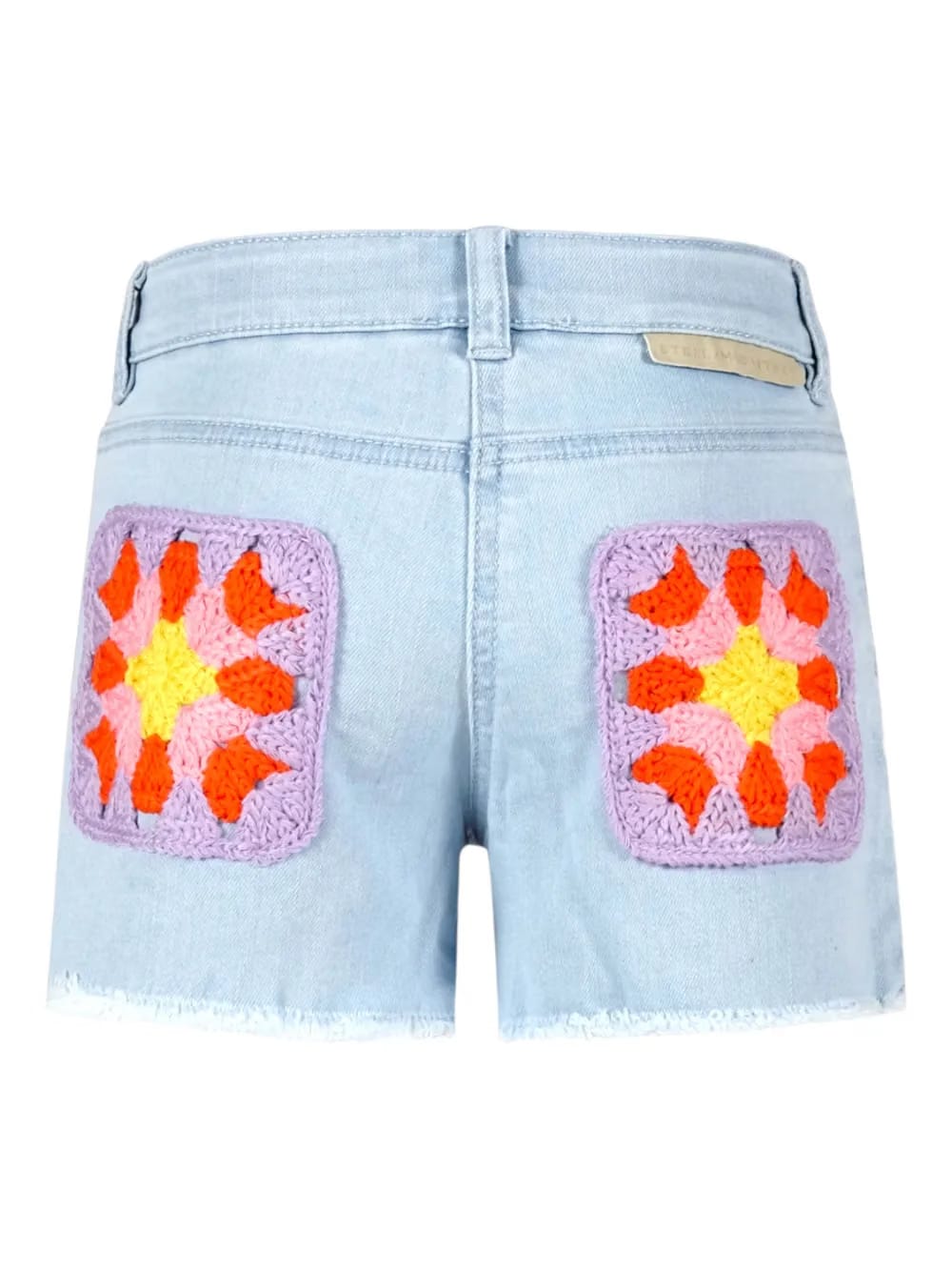 crochet-detail denim shorts