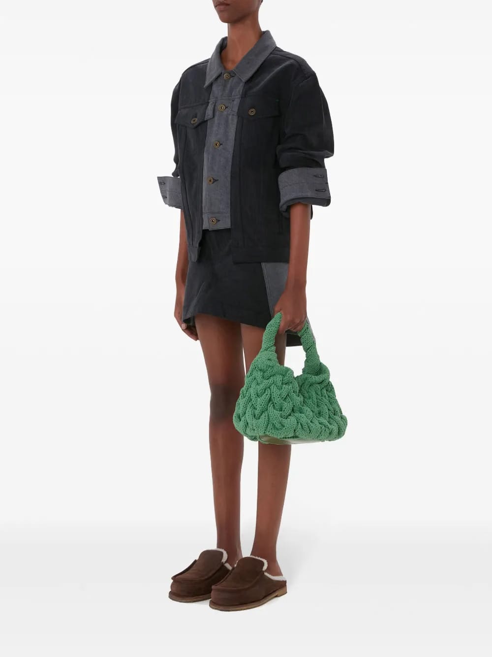 panelled mini denim skirt 