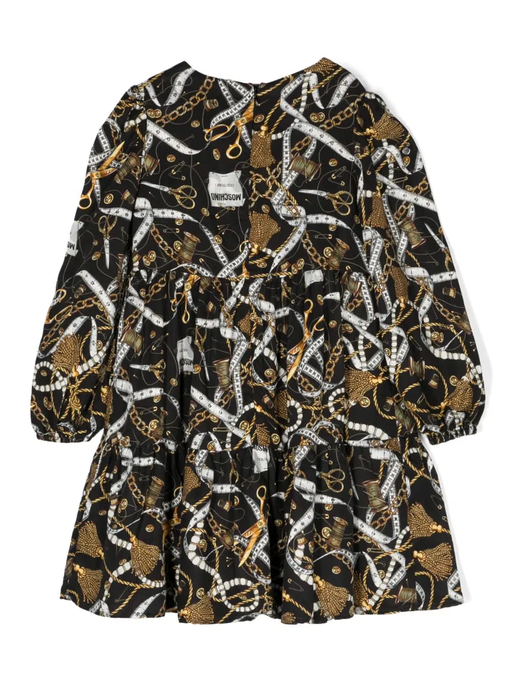 chain link-print long-sleeve dress
