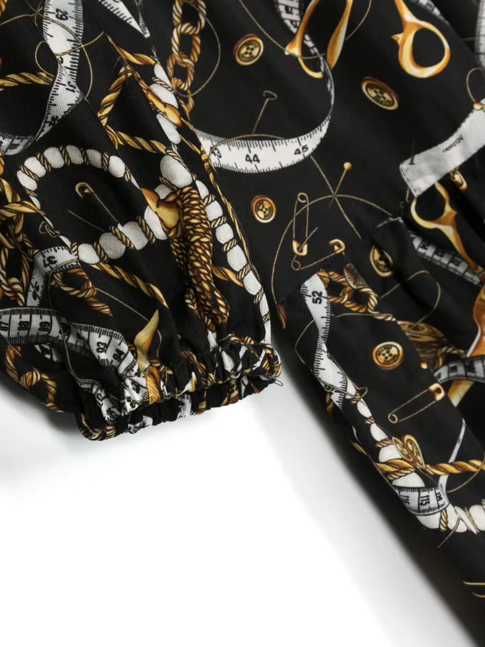 chain link-print long-sleeve dress