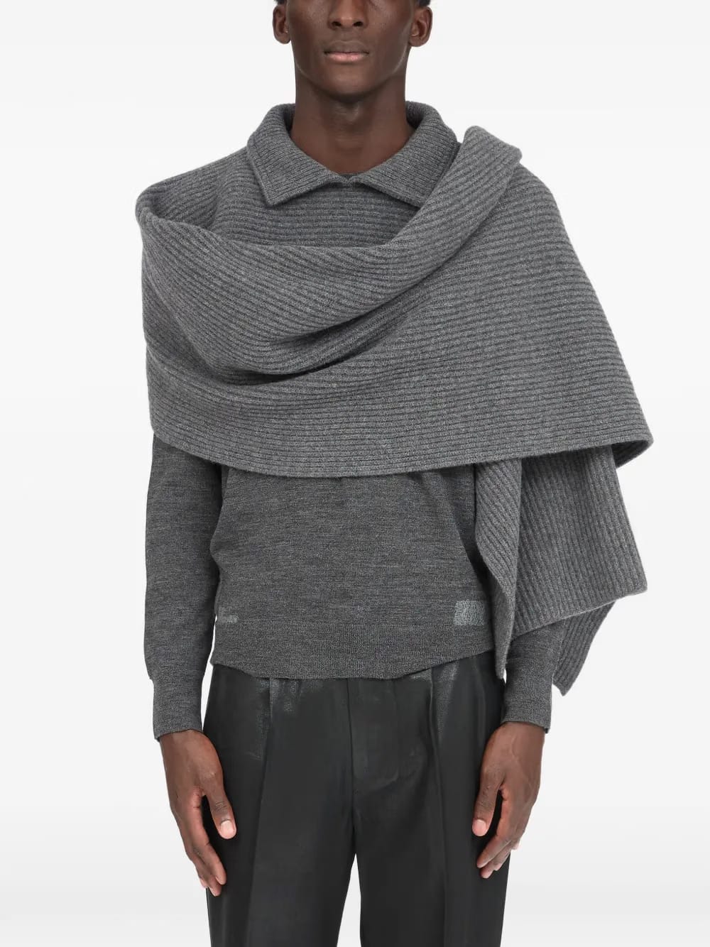 collar ribbed scarf