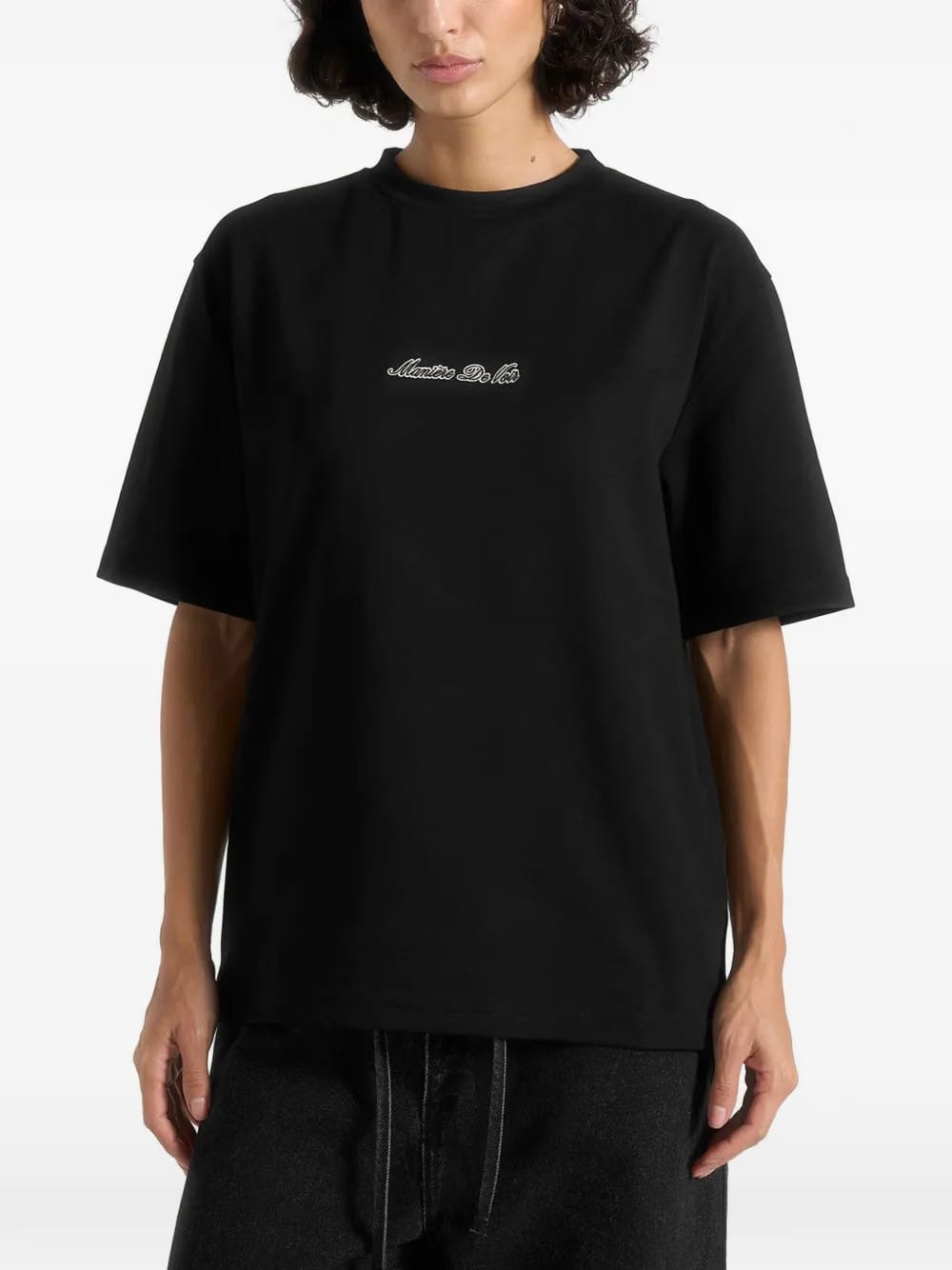 Ari logo-embroidery relaxed-fit black cotton T-Shirt
