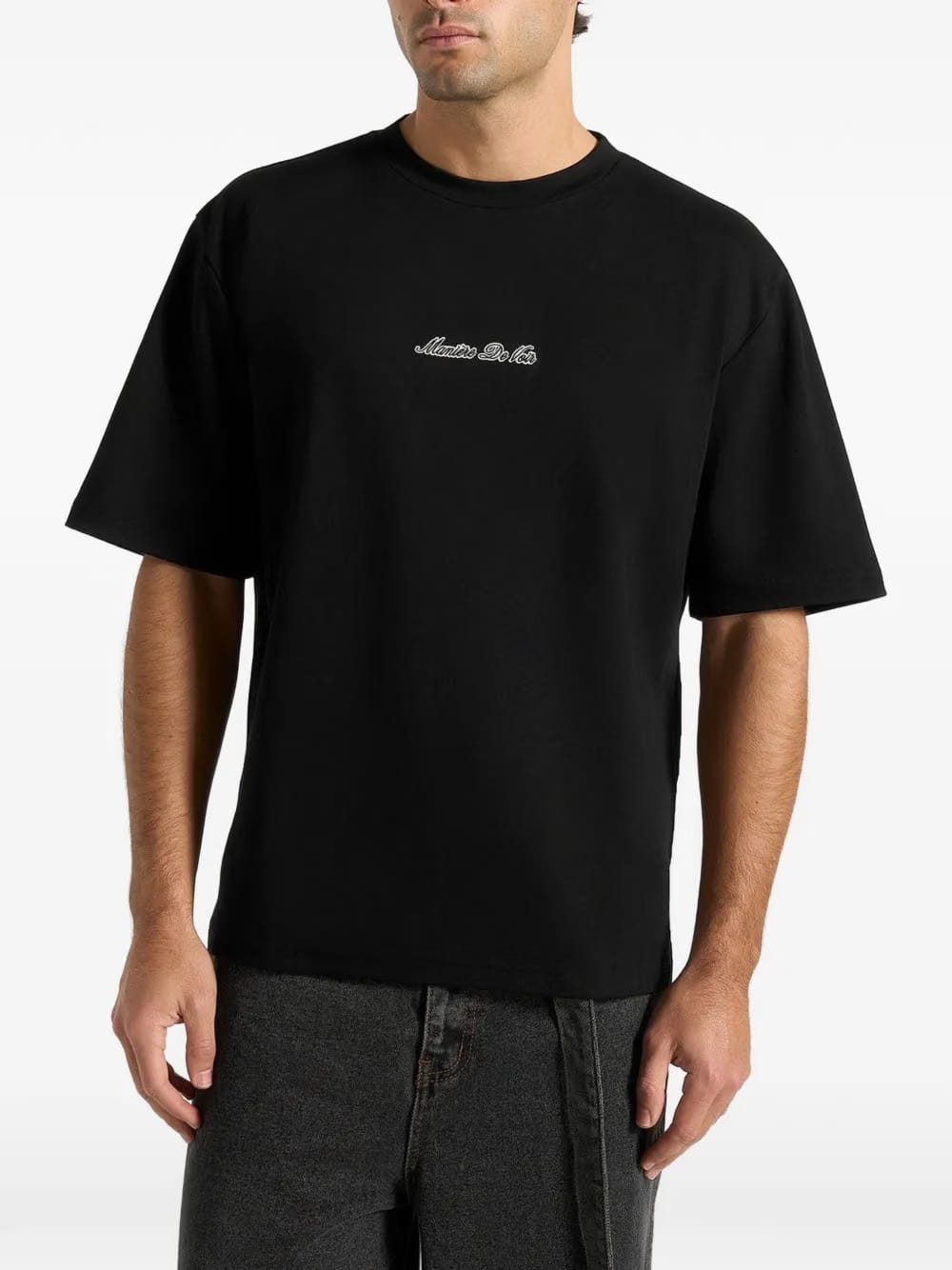 Ari logo-embroidery relaxed-fit black cotton T-Shirt