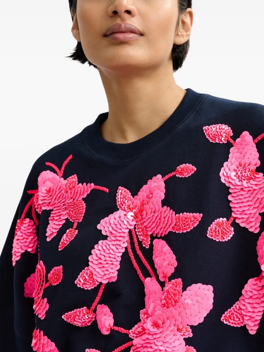 flower-pattern sequin-embellishment sweatshirt