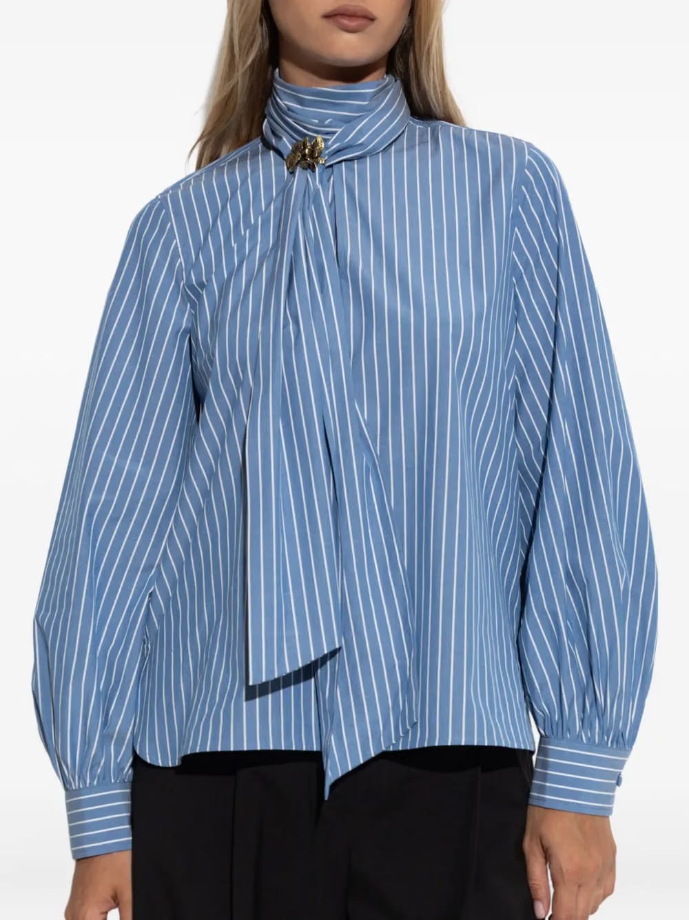 Disco striped flower-embellished blouse