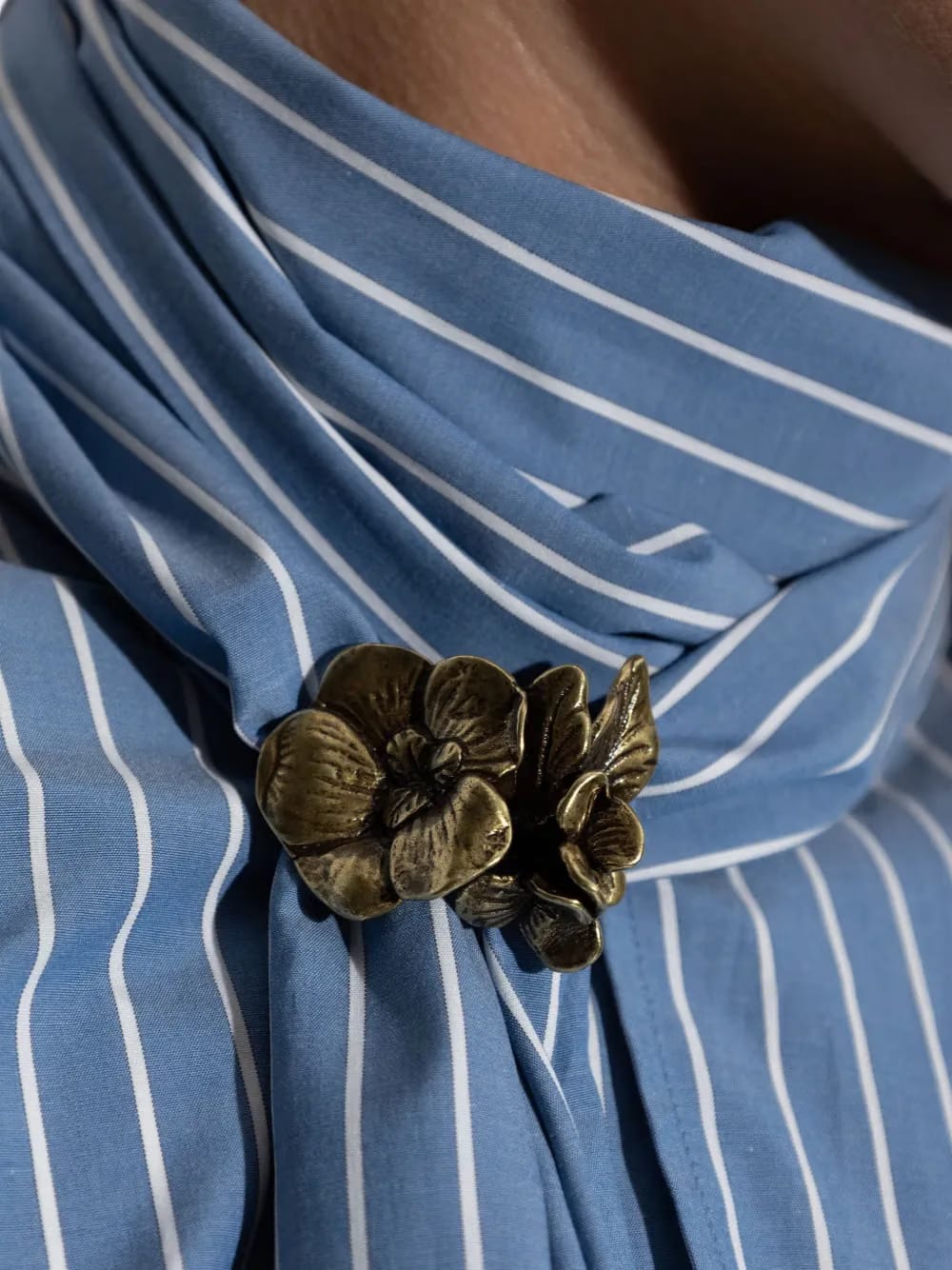 Disco striped flower-embellished blouse