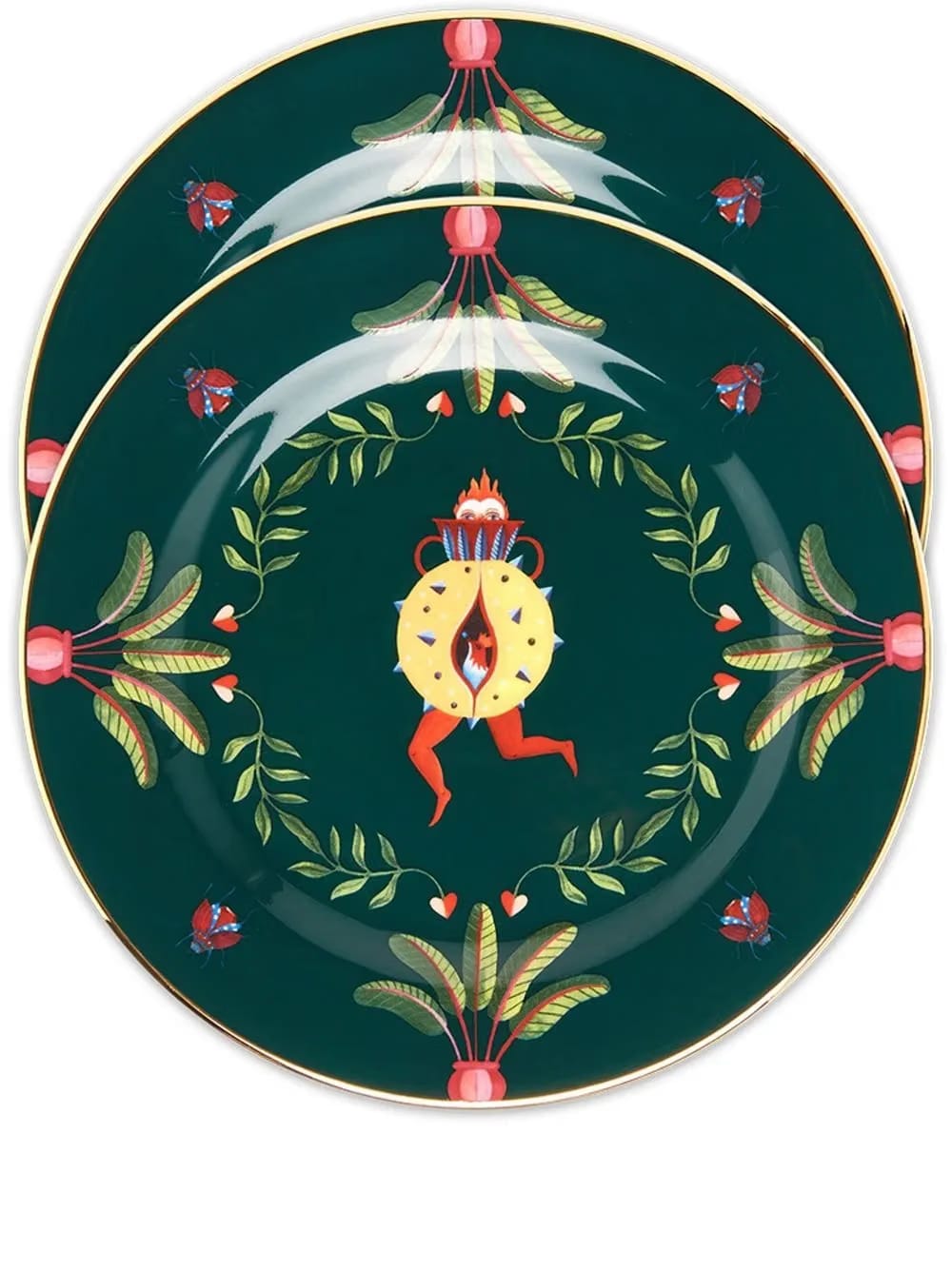 graphic-print dessert plates (set of 2)