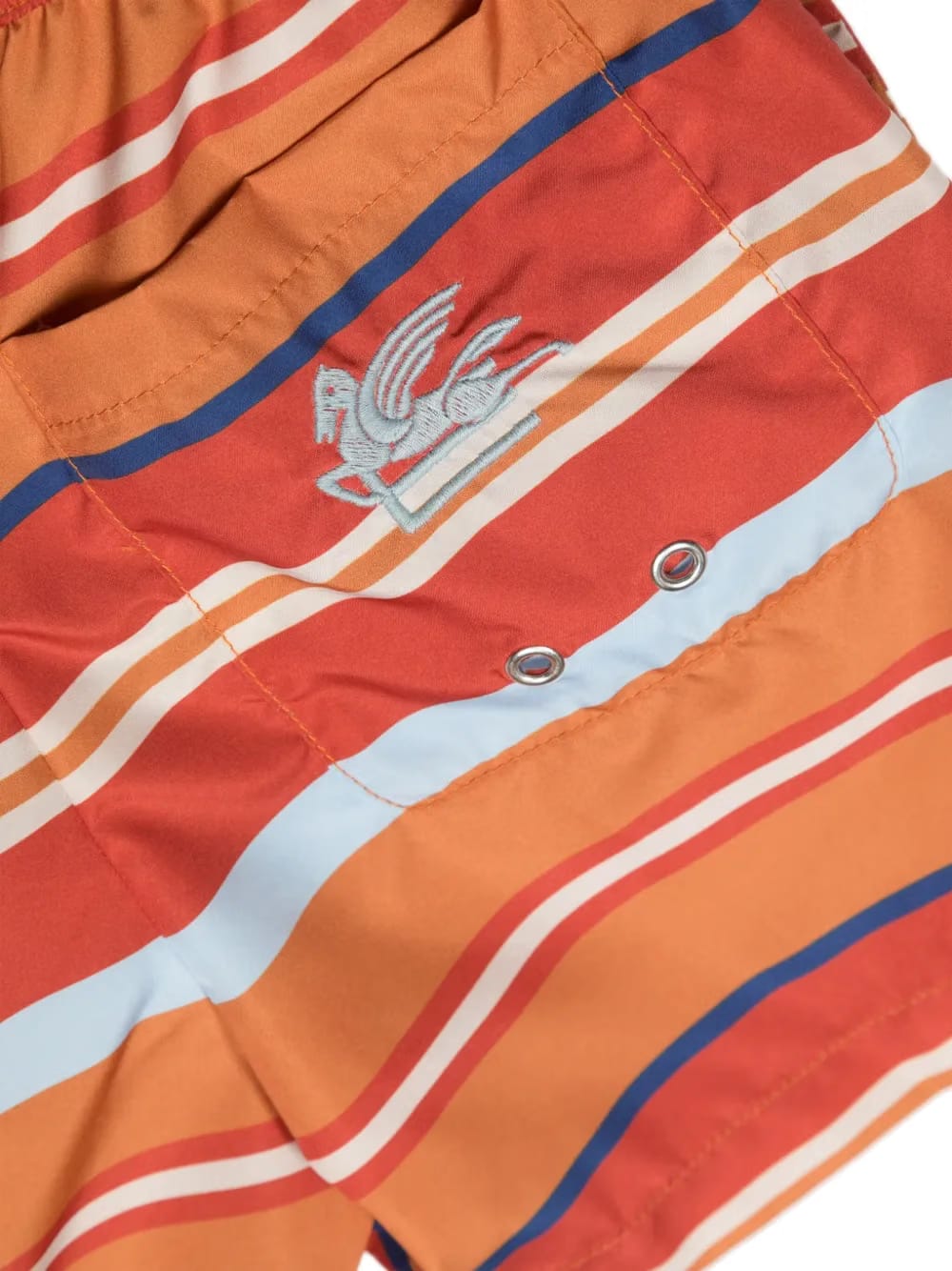 Pegaso-embroidered striped swim shorts