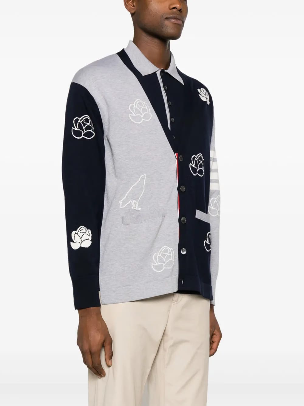 4-Bar intarsia cardigan