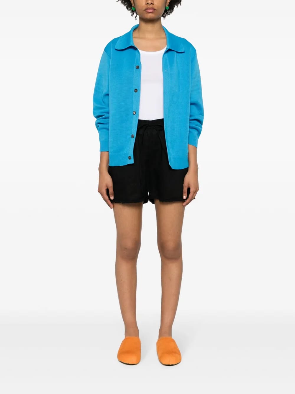 logo-embroidered frayed shorts