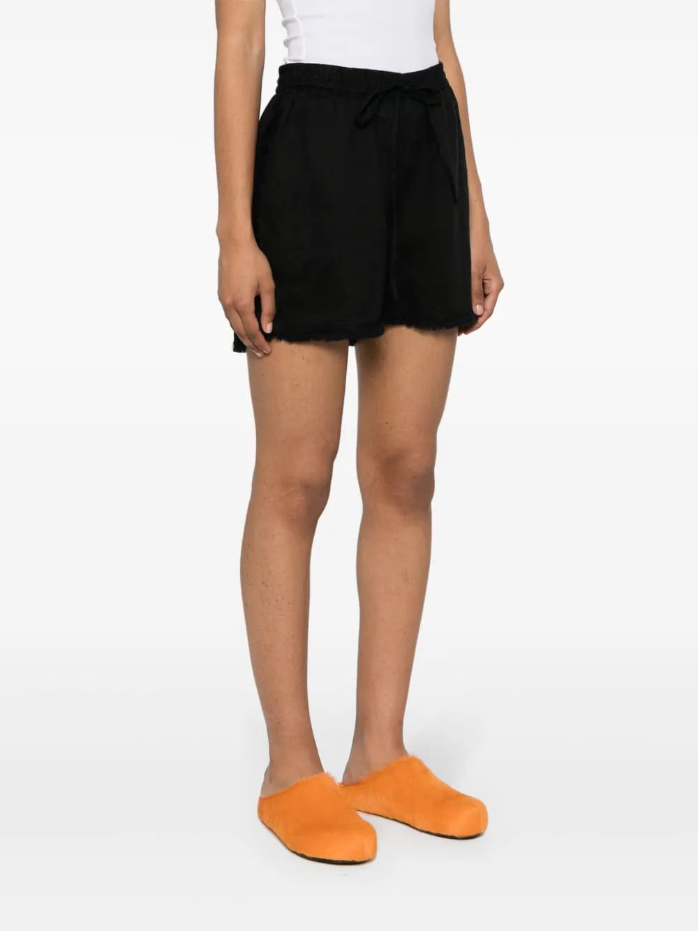 logo-embroidered frayed shorts