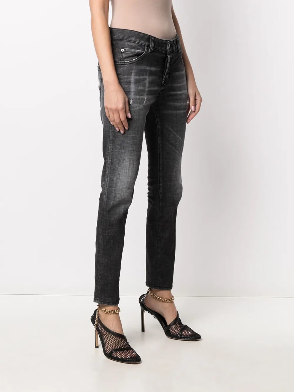 distressed-effect logo-patch denim jeans