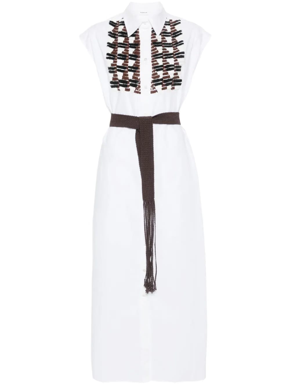 sequin-embellished sleeveless shirt dress