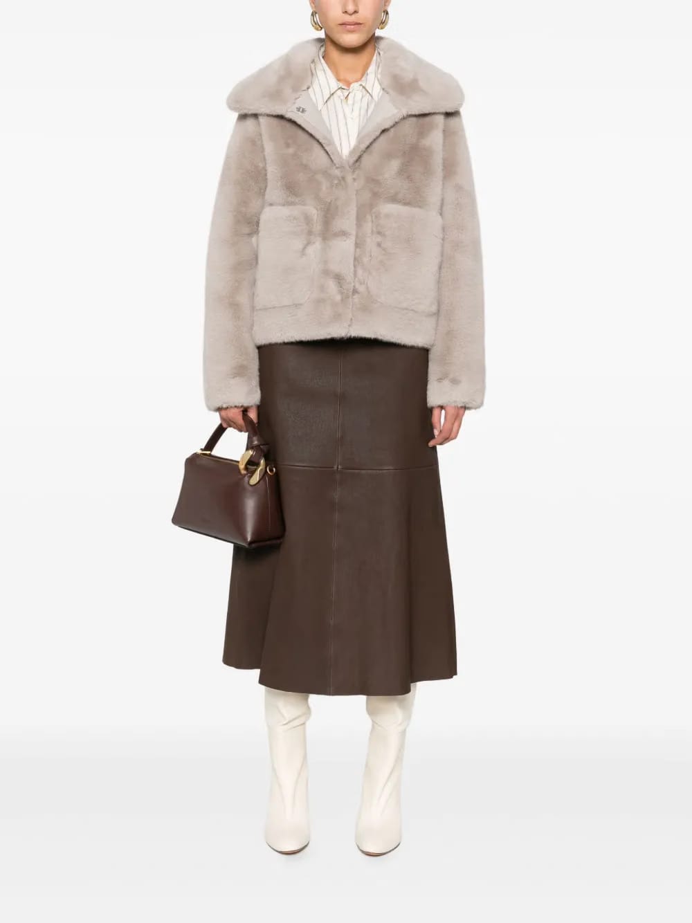 A-line leather skirt