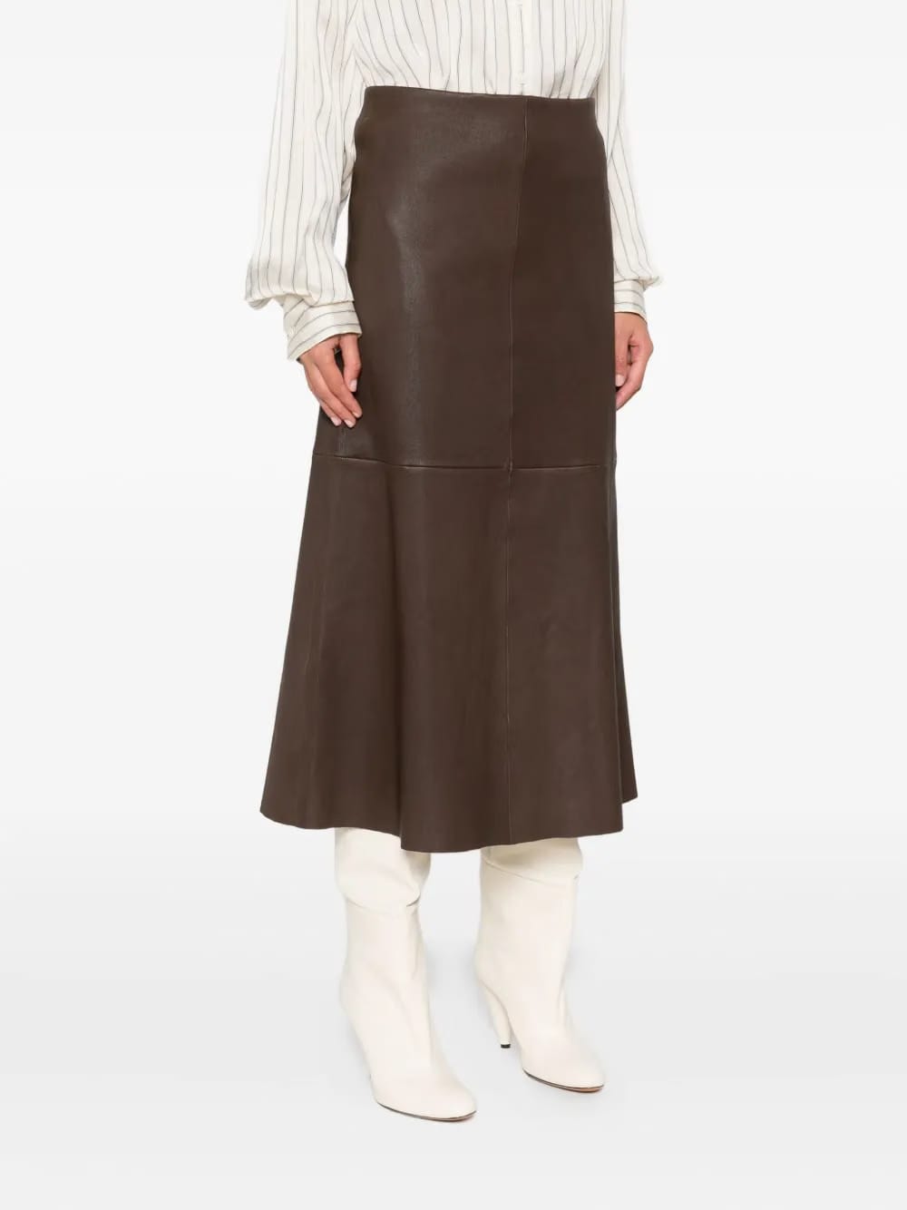 A-line leather skirt