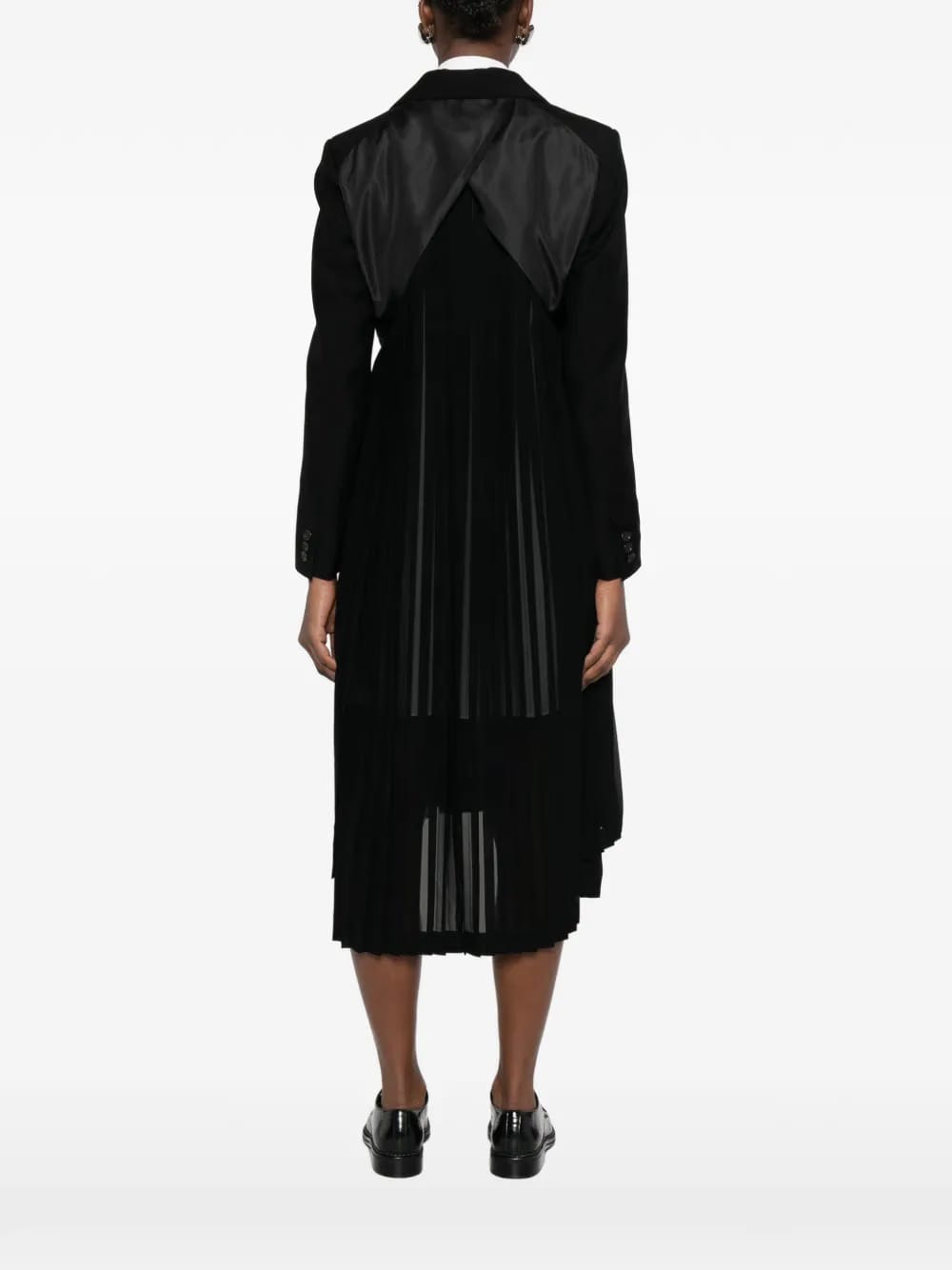 pleated blazer-style double-breasted coat