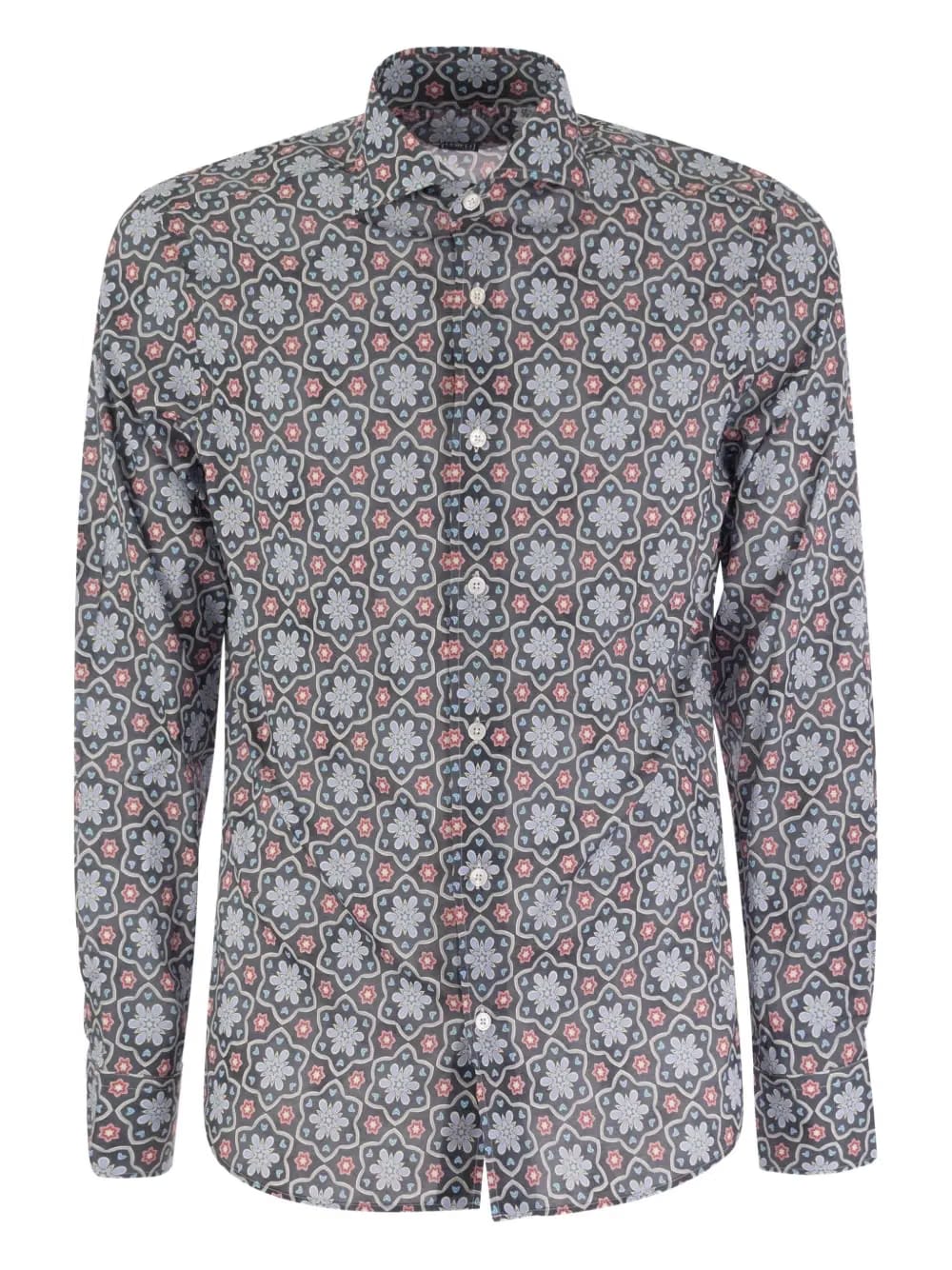 printed french-neck shirt