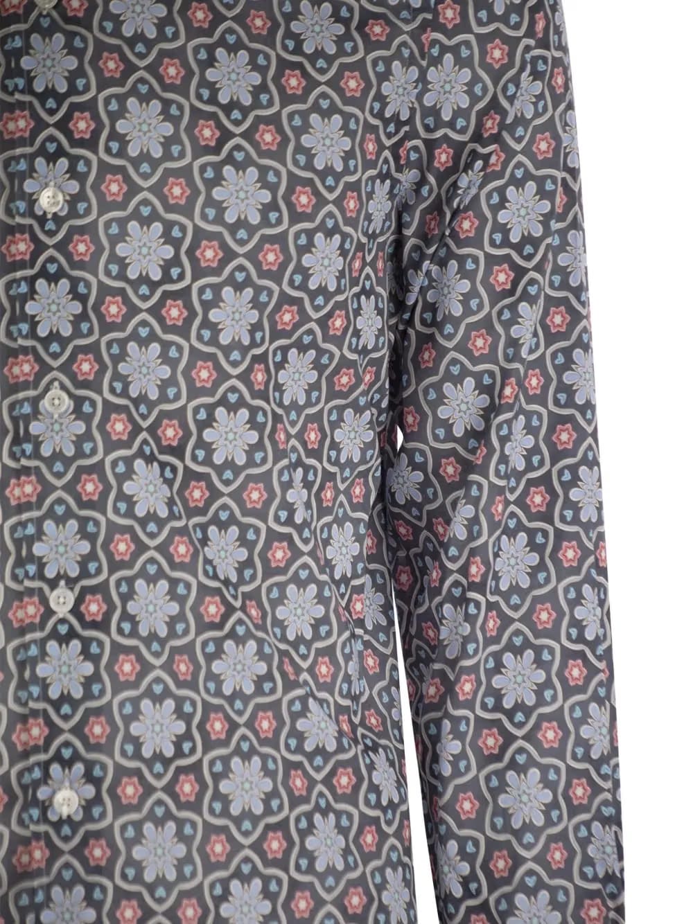 printed french-neck shirt