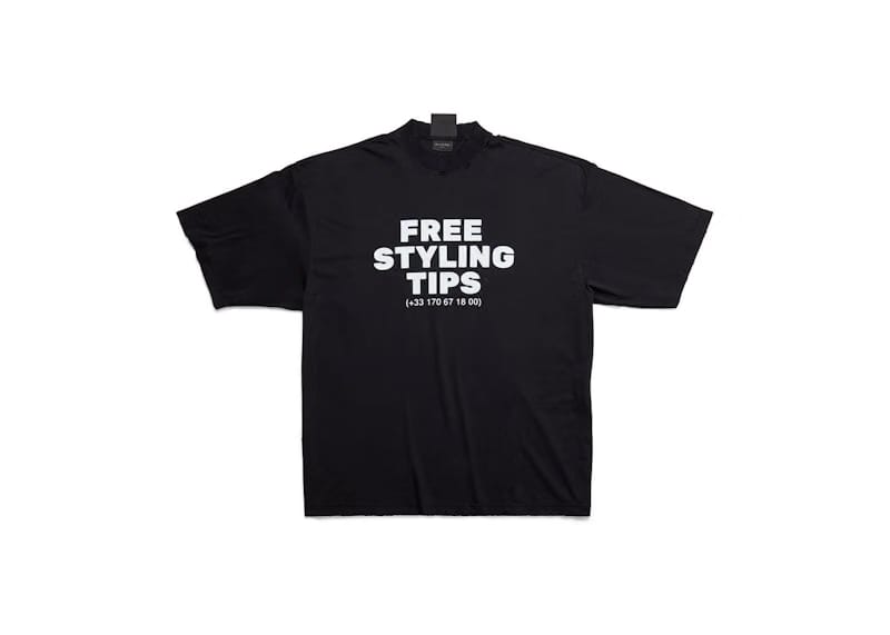 Balenciaga Styling Hotline Large Fit T-Shirt Black Faded