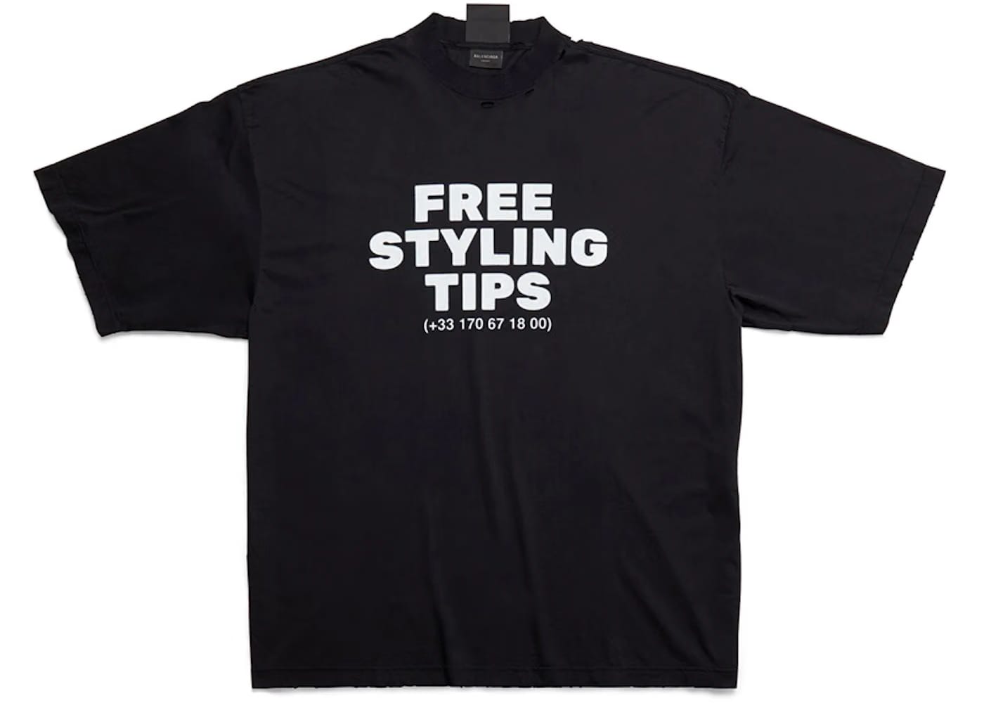 Balenciaga Styling Hotline Large Fit T-Shirt Black Faded