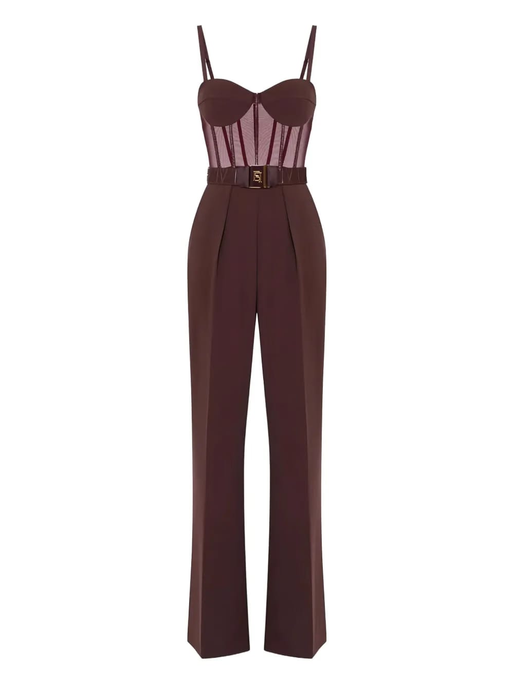 tulle-detail belted jumpsuit
