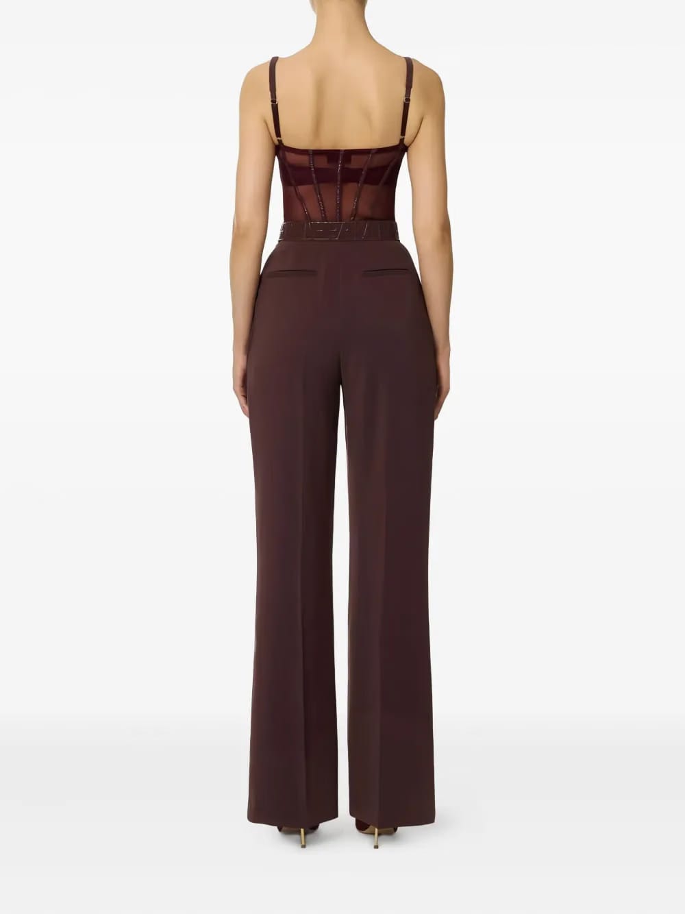 tulle-detail belted jumpsuit