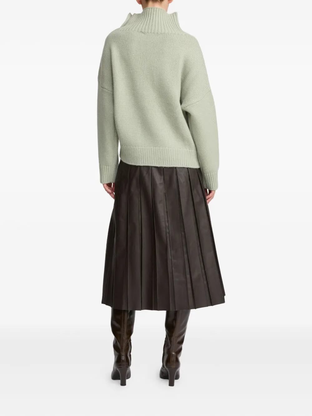 high-neck button-detail sweater