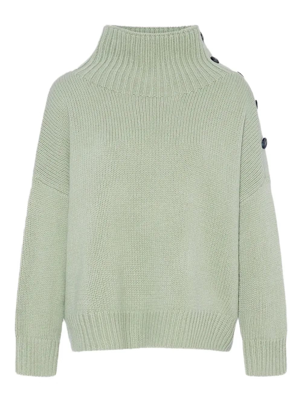 high-neck button-detail sweater
