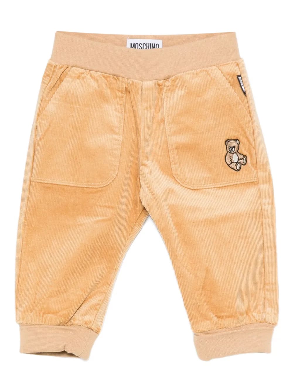 teddy-embroidered corduroy pants