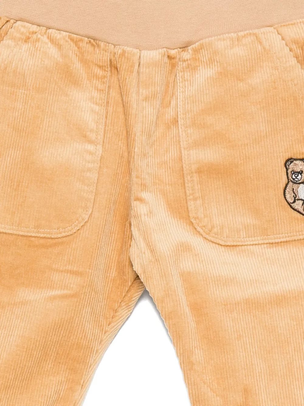 teddy-embroidered corduroy pants