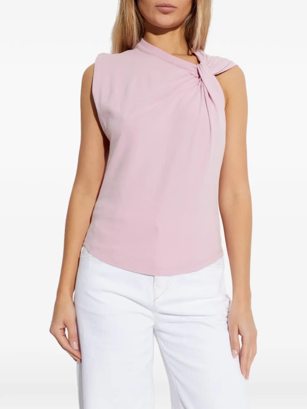 knot sleeveless blouse