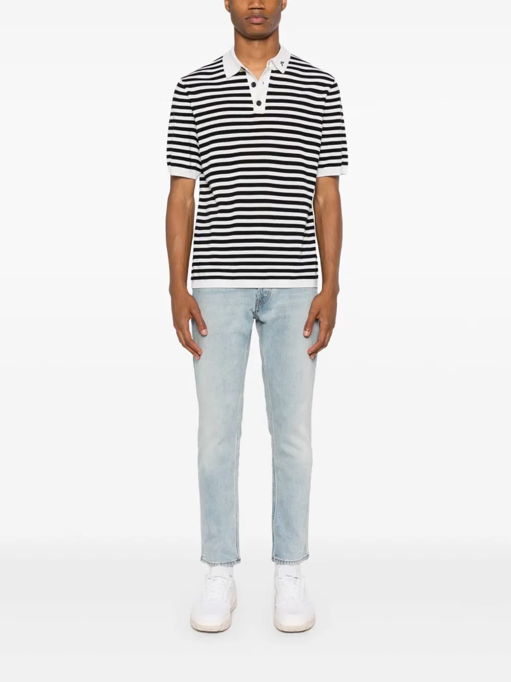 slim-leg cotton-blend jeans