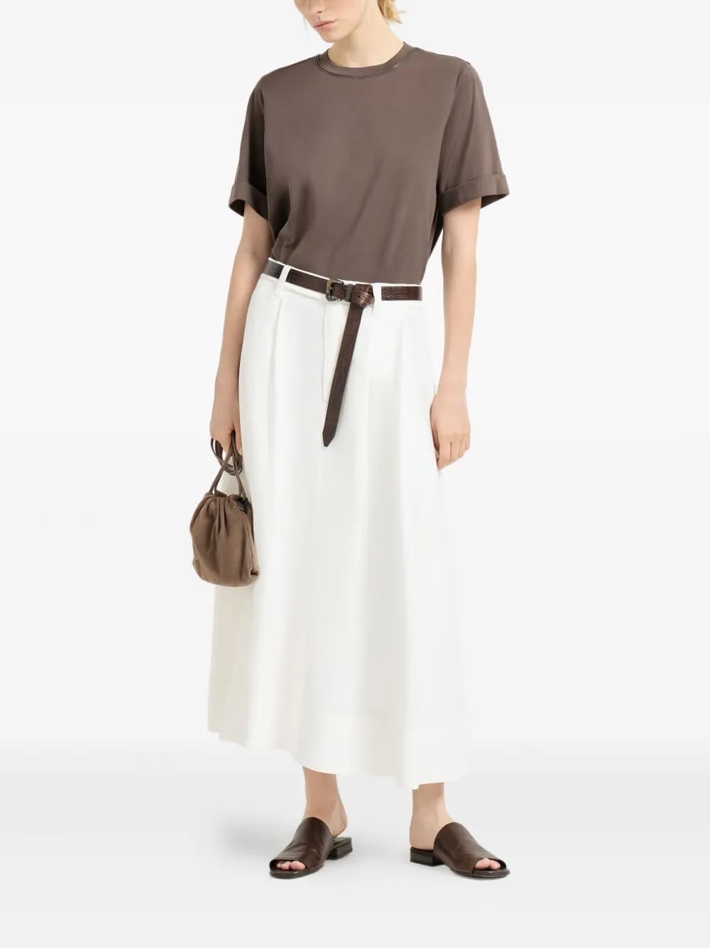 Monili-trim cotton T-Shirt
