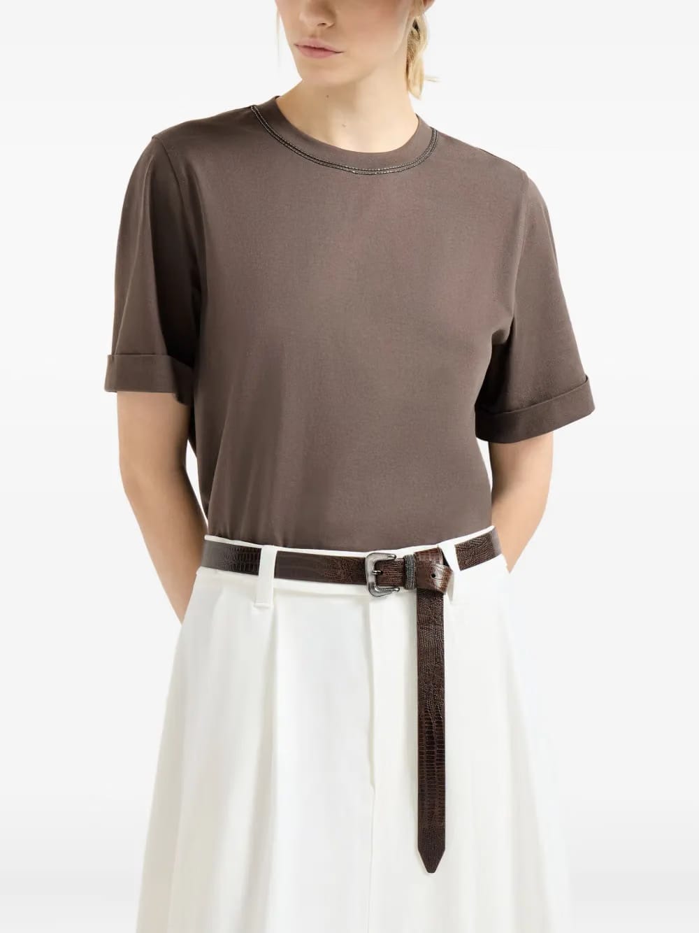 Monili-trim cotton T-Shirt